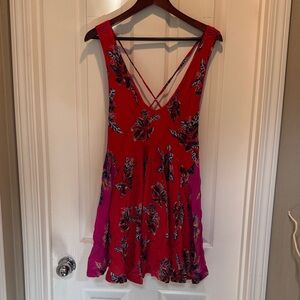 Free People Red V-Neck Dress